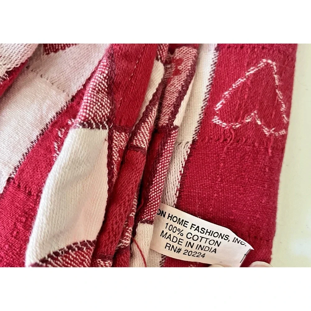 Vtg Avon Fashions Red Heart Round Tablecloth fabric 100% cotton 58